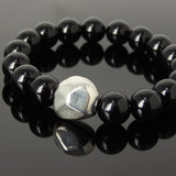 Men Women Bright Black Onyx Bracelet 925 Sterling Silver Irregular Shape Bead DiyNotion Handmade BR984