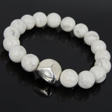 Men Women White Howlite Bracelet 925 Sterling Silver Irregular Shape Bead DiyNotion Handmade BR984