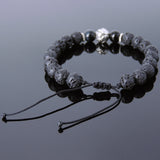 Men's Women Lava Rock Blue Tiger Eye Adjustable Braided Bracelet Tibetan Silver Lotus Bead DiyNotion T262