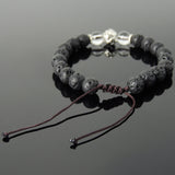 Men's Women Lava Rock White Crystal Adjustable Braided Bracelet Tibetan Silver Lotus Bead DiyNotion T264