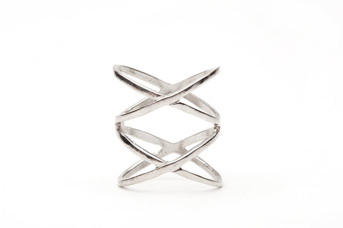 Silver Crisscross Ring, Silver Infinity Ring, Double Crisscross Ring, Minimalist Jewelry