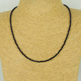 Men's Women 3mm Faceted Black Onyx 925 Sterling Silver Necklace Seamless Beads & Clasp DiyNotion Handmade NK136