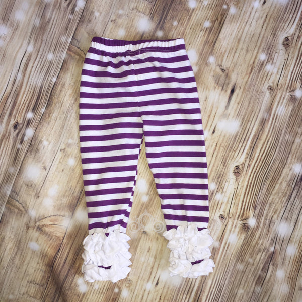 Purple/White Striped Icing Ruffle Leggings