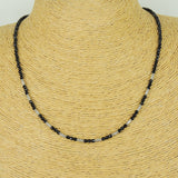 Men's Women 3mm Faceted Black Onyx 925 Sterling Silver Necklace Barrel Beads, Seamless Beads & Clasp DiyNotion Handmade NK137