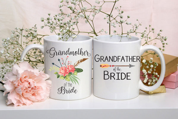 Grandmother of the Bride Mug, Grandfather of the Bride Gift Mug Set of Two, Wedding Mug, Coffee Mug, Wedding Party Gift, Coffee Cup Two Mugs