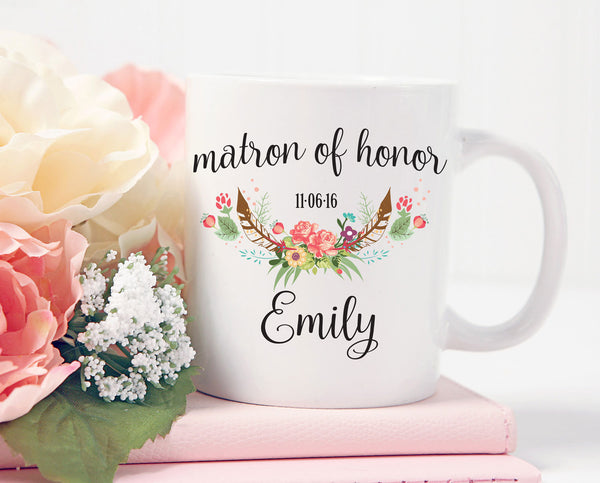 Matron of Honor Mug, Personalized Matron of Honor Gift, Custom Wedding Mug, Gift For Matron of Honor Gift, Wedding Party Gift, Wedding Date
