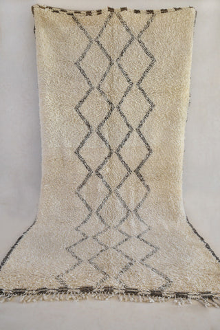 BENI OURAIN 12'11"x6'7"Vintage Moroccan Rug. Wool Beni Ourain Carpet. Modern Design.