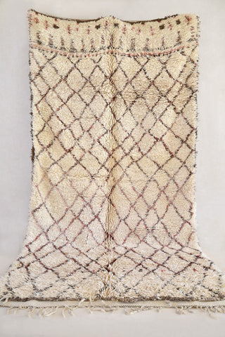 BENI OURAIN 12'x6'4"Vintage Moroccan Rug. Wool Beni Ourain Carpet. Modern Design.