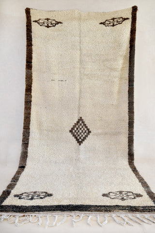 BENI OURAIN 13'6"'x6'7"Vintage Moroccan Rug. Wool Beni Ourain Carpet. Modern Design.