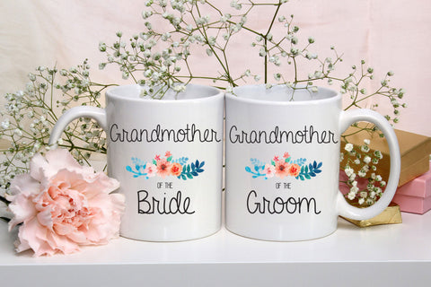 Grandmother of the Bride Mug, Grandmother of the Groom Gift Mug Set of Two Wedding Mug, Coffee Mug Mother's Wedding Gift Coffee Cup Two Mugs