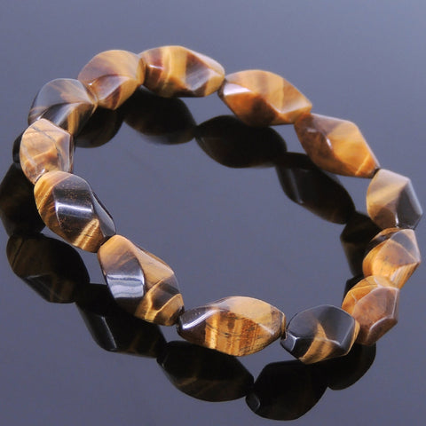 Men's Women Tiger Eye Bracelet Twisted Shape Natural Gemstone DiyNotion Handmade BR053