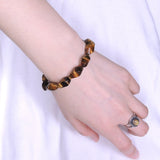 Men's Women Tiger Eye Bracelet Twisted Shape Natural Gemstone DiyNotion Handmade BR053