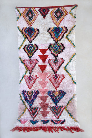 BOUCHEROUITE. 5'11"x3'3"Vintage Moroccan Rug. Wool Boucherouite Carpet. Modern Design.