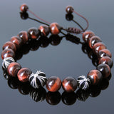 Men's Women Red Tiger Eye Adjustable Braided Bracelet 925 Sterling Silver Cross Beads DiyNotion BR839