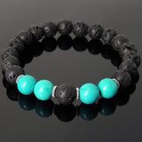 Men's Women Bracelet Lava Rock Enhanced Turquoise Tibetan Silver Yoga Mala DiyNotion Handmade T281