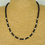 Men's Women Bright Black Onyx 925 Sterling Silver Necklace Handmade Nugget Beads & Clasp DiyNotion Handmade NK153