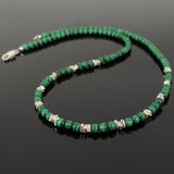 Men's Women Malachite 925 Sterling Silver Necklace Handmade Nugget Beads & Clasp DiyNotion Handmade NK155