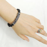 Handmade Men Women Gemstone Bracelet Black Obsidian 925 Sterling Silver Charm DiyNotion BR126