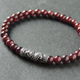 Men's Women Garnet Bracelet 925 Sterling Silver Dragon Charm DiyNotion Handmade BR990