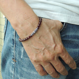 Men's Women Garnet Bracelet 925 Sterling Silver Cross Charm DiyNotion Handmade BR991