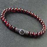 Men's Women Garnet Bracelet 925 Sterling Silver Rose Charm DiyNotion Handmade BR992