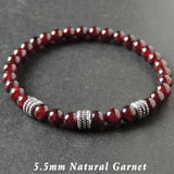 Men's Women Garnet Bracelet 925 Sterling Silver Spacers DiyNotion Handmade BR993