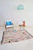 AZILAL. 5'7"x4'Vintage Moroccan Rug. Wool Boucherouite Carpet. Modern Design.