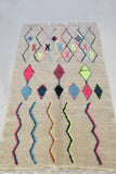 AZILAL. 7'9"x4'9"Vintage Moroccan Rug. Wool Boucherouite Carpet. Modern Design.