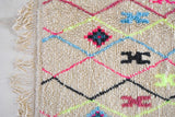 AZILAL. 7'9"x4'9"Vintage Moroccan Rug. Wool Boucherouite Carpet. Modern Design.