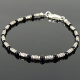 Men's Women Black Onyx 925 Sterling Silver Bracelet Handmade Beads from Thailand DiyNotion Handmade BR865