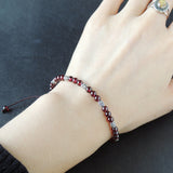 Men's Women AAA Garnet Adjustable Braided Bracelet 925 Sterling Silver Beads DiyNotion Handmade BR866