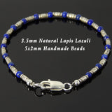 Men's Women Lapis Lazuli 925 Sterling Silver Bracelet Handmade Beads from Thailand DiyNotion Handmade BR869