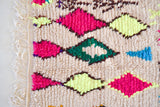 AZILAL. 6'8"x4'1''Vintage Moroccan Rug. Wool Boucherouite Carpet. Modern Design.