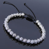 Men's Women Adjustable Braided Bracelet 925 Sterling Silver Cross Beads DiyNotion BR870