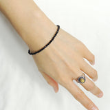 Men's Women 3mm Faceted Black Onyx 925 Sterling Silver Bracelet DiyNotion Handmade BR871