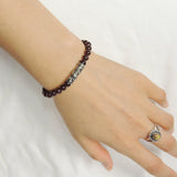Men's Women Garnet Adjustable Braided Bracelet 925 Sterling Silver Dragon Charm DiyNotion BR994