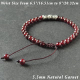 Men's Women Garnet Adjustable Braided Bracelet 925 Sterling Silver Dragon Charm DiyNotion BR994
