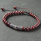 Men's Women Garnet Adjustable Braided Bracelet 925 Sterling Silver Cross Charm DiyNotion BR995