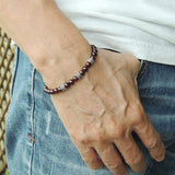 Men's Women Garnet Adjustable Braided Bracelet 925 Sterling Silver Spacers DiyNotion BR997