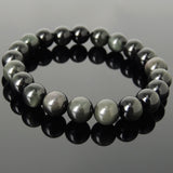 Men's Women Rainbow Black Obsidian Bracelet Natural Healing Gemstone Crystal Healing DiyNotion BR998