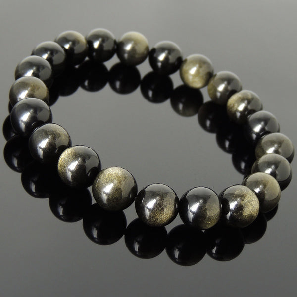 Men's Women Golden Obsidian Bracelet Natural Healing Gemstone Crystal Healing DiyNotion BR999