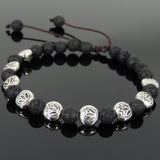Men's Women Lava Rock Adjustable Braided Bracelet Tibetan Silver Lotus Beads DiyNotion T239