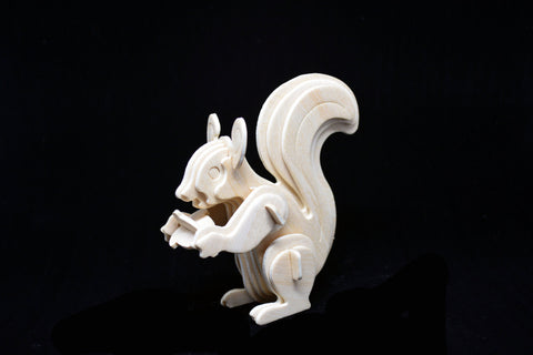 3D Wooden Jigsaw Puzzle Squirrel Pattern Children Educational Wood Craft Puzzle Eco-Friendly Toy Kit for Child Easter Gift for Kids