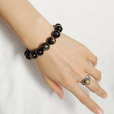 Handmade 12mm Brown Blue Tiger Eye Bracelet Healing Gemstone Men Women DiyNotion BR873