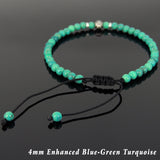 Men's Women Enhanced Turquoise Adjustable Braided Bracelet 925 Sterling Silver Cross Spacers DiyNotion BR877