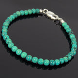 Men's Women 4mm Turquoise 925 Sterling Silver Bracelet Gemstone DiyNotion Handmade BR878