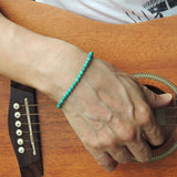 Men's Women 4mm Turquoise 925 Sterling Silver Bracelet Gemstone DiyNotion Handmade BR878