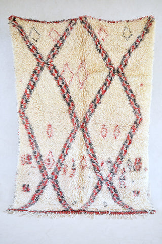 BENI OURAIN 8'10"'x6'1"Vintage Moroccan Rug. Wool Beni Ourain Carpet. Modern Design.