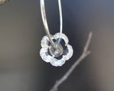 Vintage Clear Cut Crystal Glass Button Earrings, Antique Buttons, Hoop Earrings, Flower Earrings, Handmade Sterling Silver Hoops, CGE189