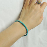 Men's Women 4mm Turquoise 925 Sterling Silver Bracelet Gemstone DiyNotion Handmade BR879